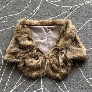 Brown faux fur wedding shawl